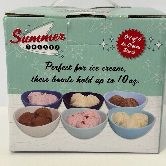 Summer Treats Set of 6 Ceramic Ice Cream Bowls | Assorted Blue - Picture 2 of 8